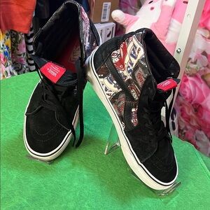 Vans High-Top Sneakers - Black with Red and White Accents